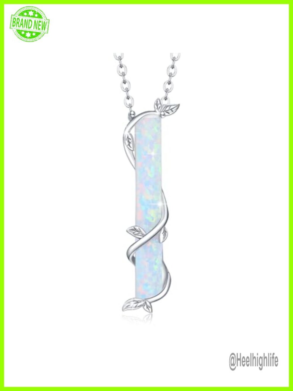 Sterling Silver Opal Bar Necklace 18in Women Jewelry Gift